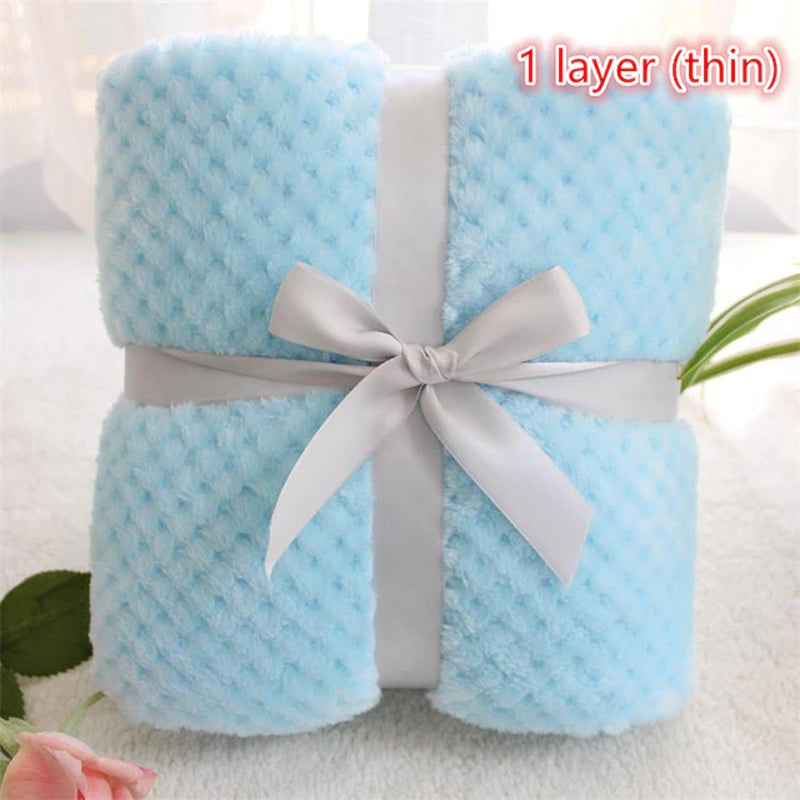 Super Soft Solid Color Kids Blanket Pink Blue Fuzzy 3D Plaid Baby Blanket Sofa Throw Blanket Pet Blanket Bed Spread