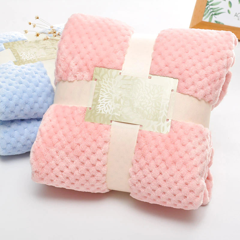 Super Soft Solid Color Kids Blanket Pink Blue Fuzzy 3D Plaid Baby Blanket Sofa Throw Blanket Pet Blanket Bed Spread