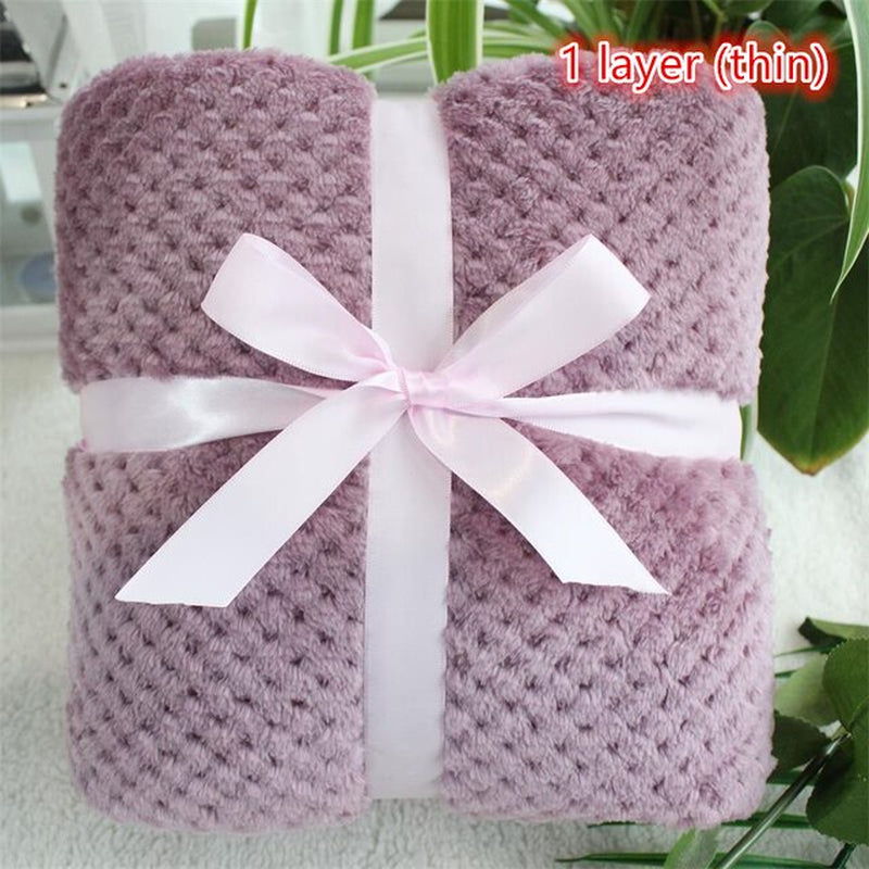 Super Soft Solid Color Kids Blanket Pink Blue Fuzzy 3D Plaid Baby Blanket Sofa Throw Blanket Pet Blanket Bed Spread