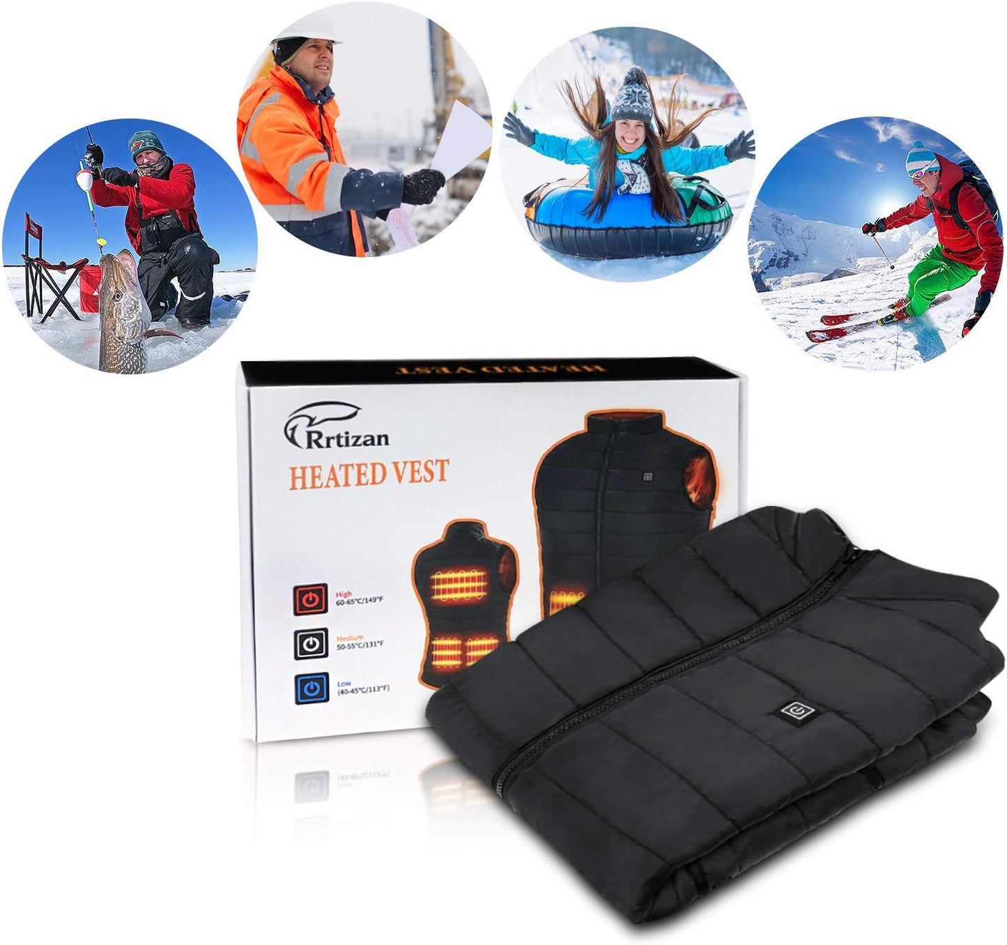 Heated Vest, USB Electric Heating Vest, Lightweight Warm Vest for Men Women Outdoor(Battery Pack Not Included)